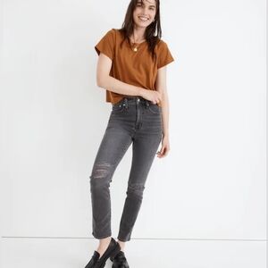 Madewell The Perfect Vintage Ripped Black Bartlett Wash Jean Size 29